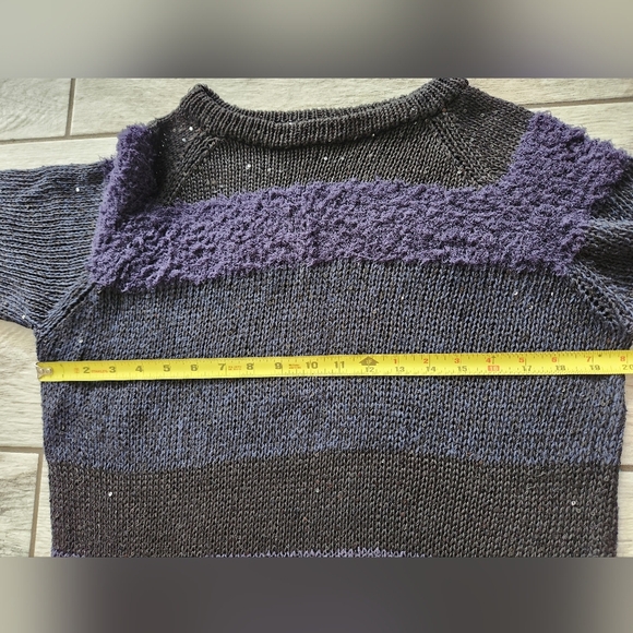 Brunello Cucinelli Dazzling Sequin Women Sweater Blue Stripe Large Sheer Luxury - Picture 10 of 12